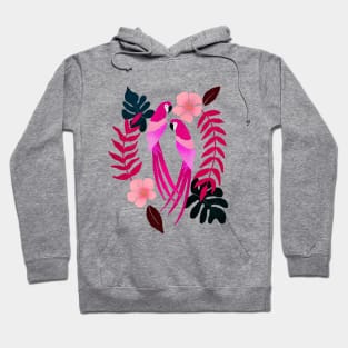 Tropical parrots - magenta Hoodie